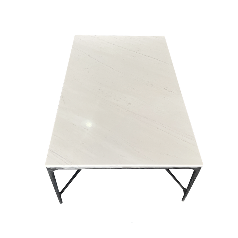 Soho Forged Black Rectangular Coffee Table With Marble Top
