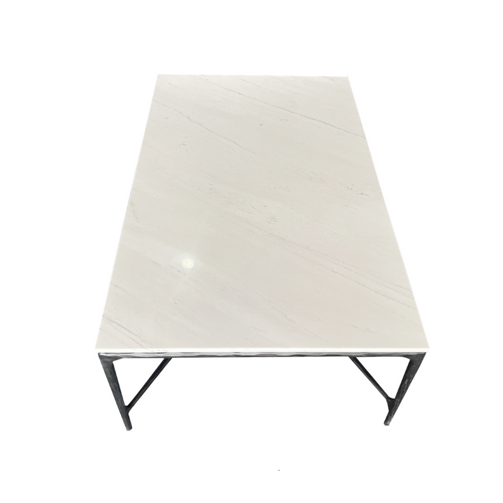 Soho Forged Black Rectangular Coffee Table With Marble Top