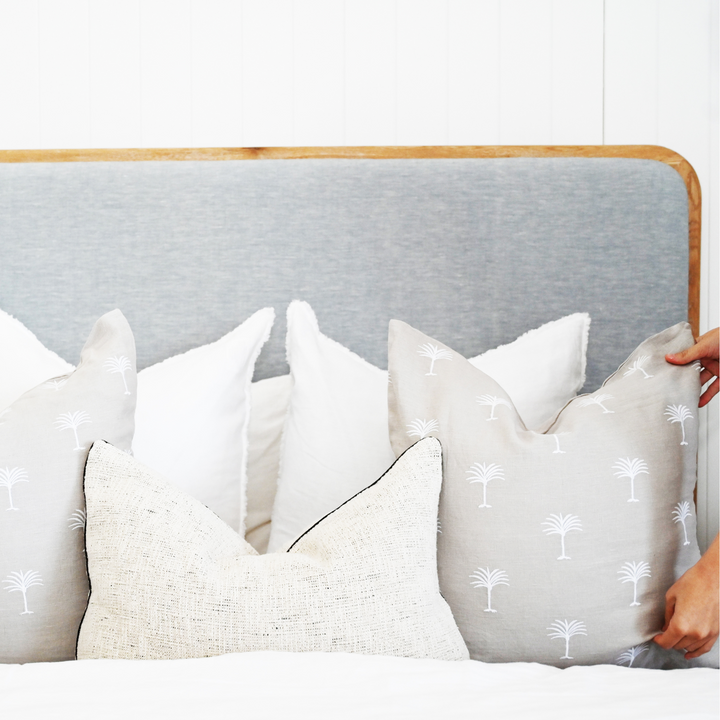 Palm Tree Grey Linen Square Cushion
