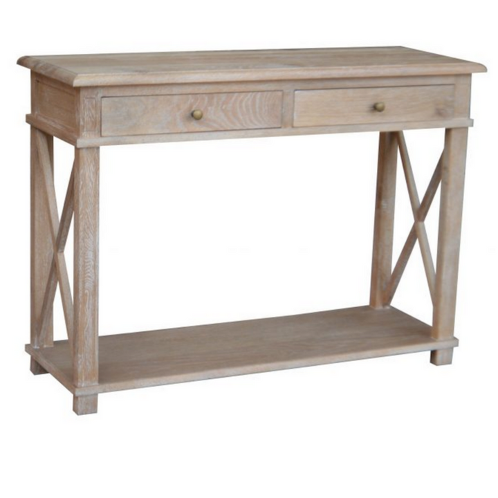 South Beach Small Console Table Whitewash Oak 110cm wide x 40cm deep x 80cm high