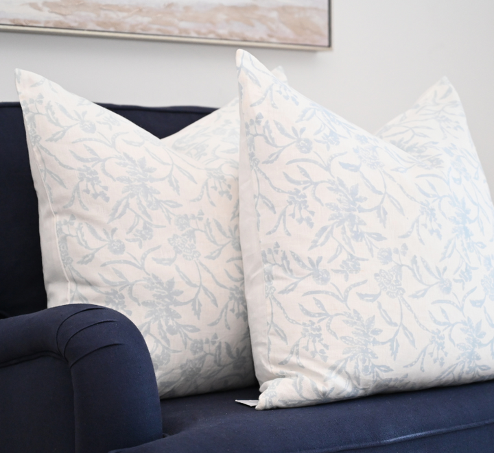 Boronia Block Print Linen Cushion