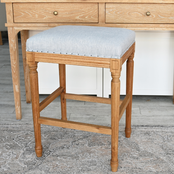 April Backless Kitchen Stool With Padded Linen Seat