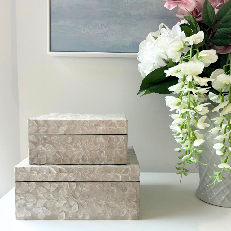 Vine Neutral Mother Of Pearl Trinket boxes
