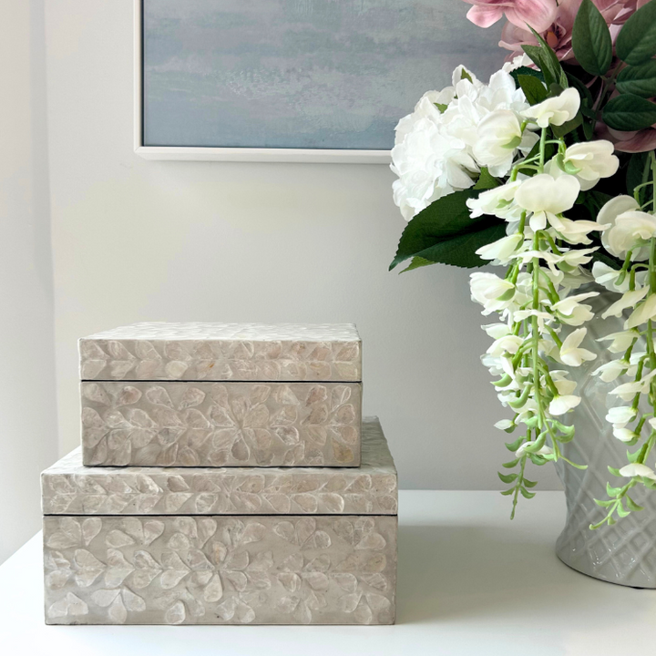 Vine Neutral Mother Of Pearl Trinket boxes