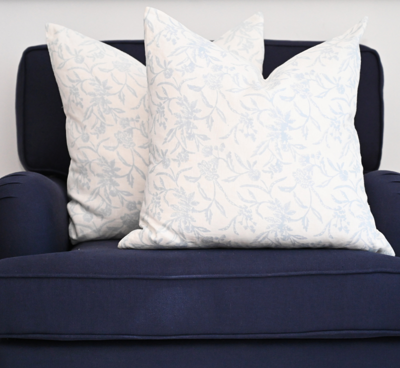 Boronia Block Print Linen Cushion