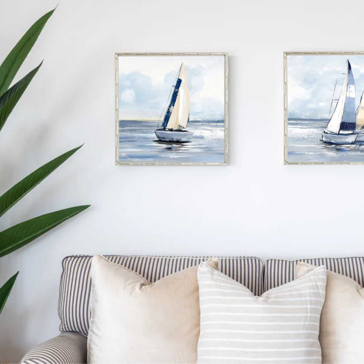 Sailing Day 1 Small Canvas in Bamboo Champagne Frame