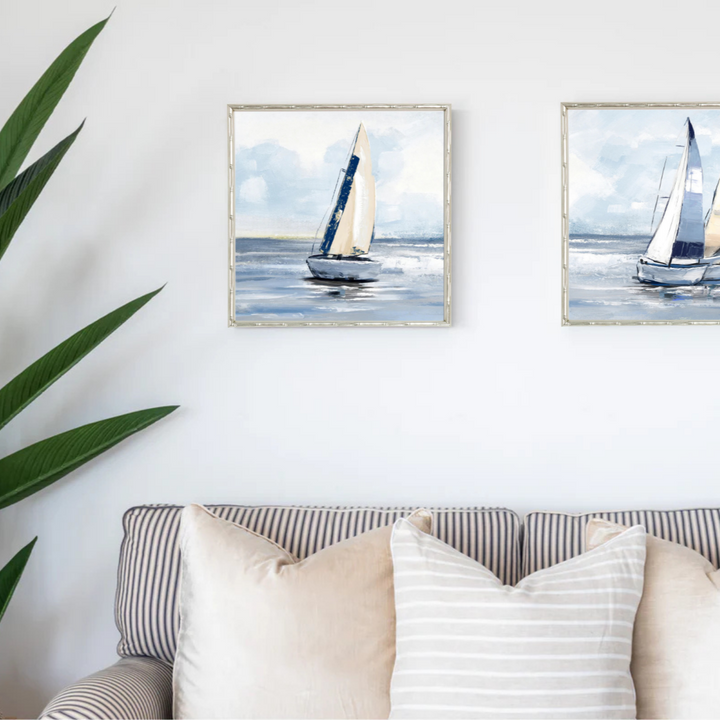 Sailing Day 1 Small Canvas in Bamboo Champagne Frame