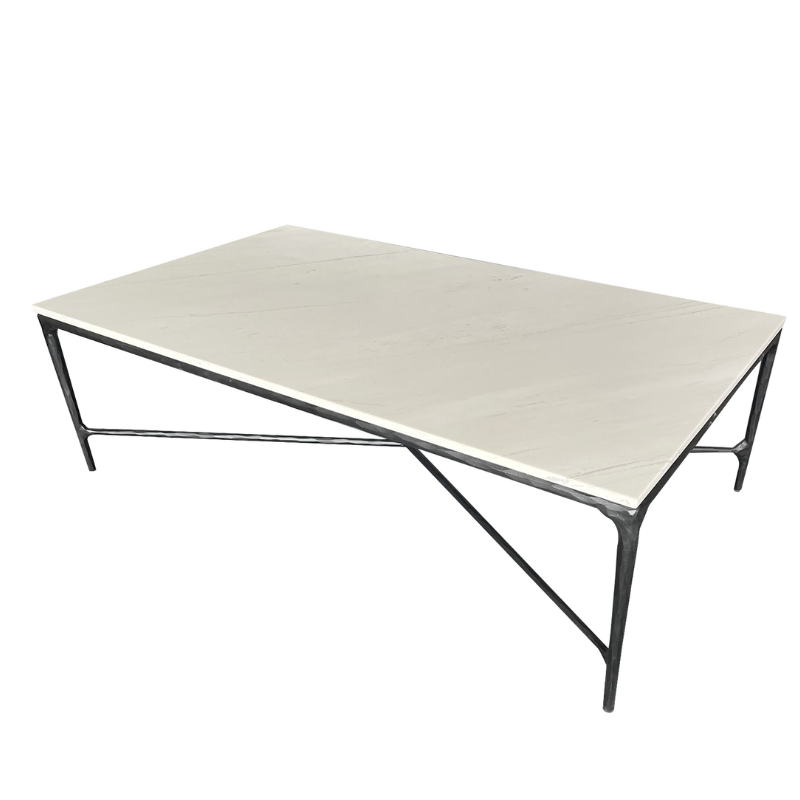 Soho Forged Black Rectangular Coffee Table With Marble Top