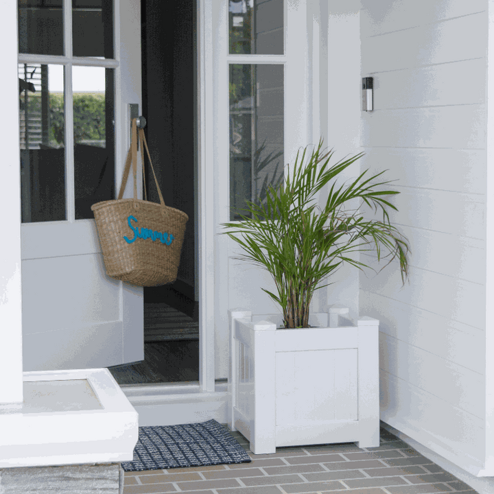 Hamptons Outdoor Square Pvc Planter Box - White