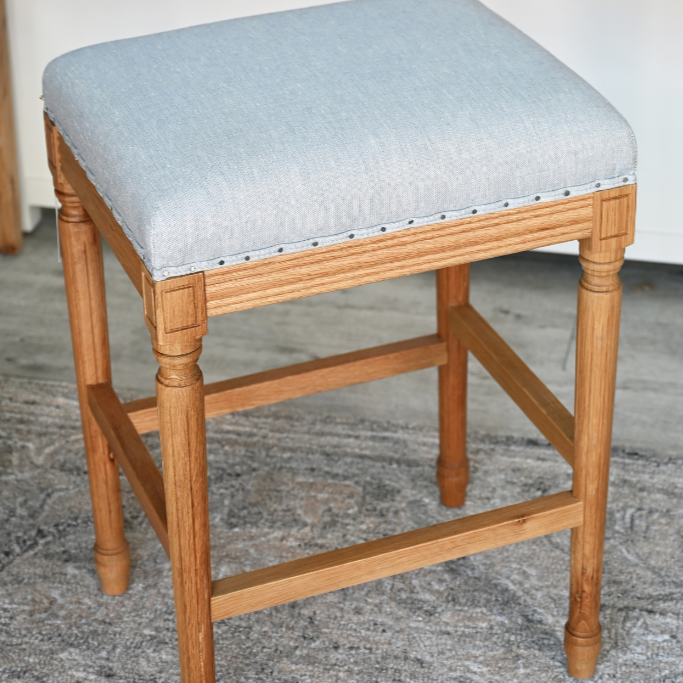 April Backless Kitchen Stool With Padded Linen Seat