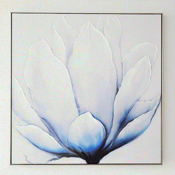 Azure Bloom Canvas in Antique Silver Frame