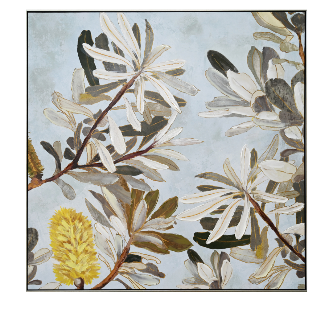 Wattle Canvas In Antique Silver Frame