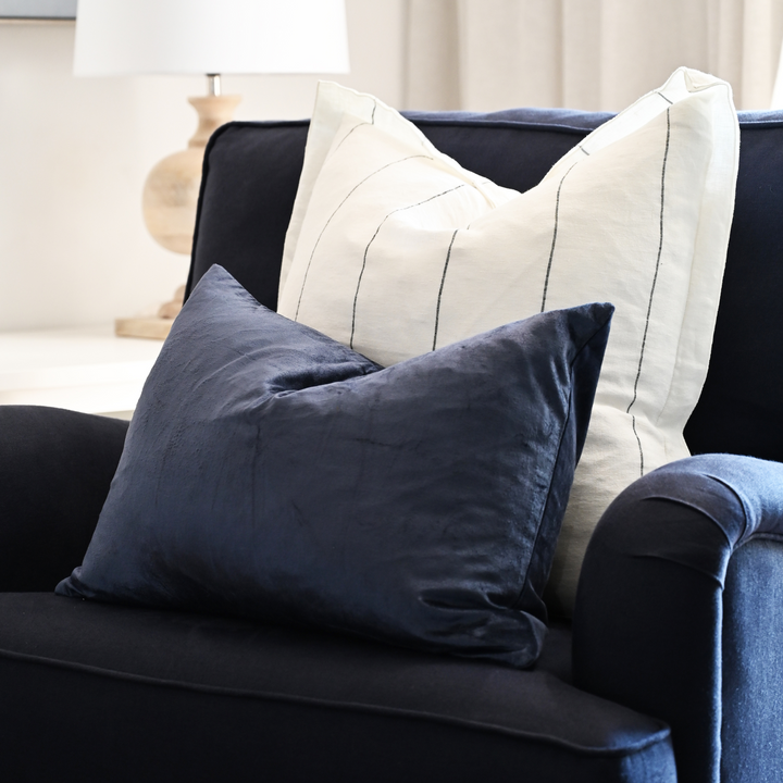 Sapphire Velvet Luxury Lumbar Cushion With Feather Insert