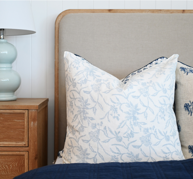 Boronia Block Print Linen Cushion