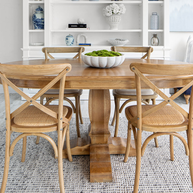 Carter Cross-back Dining Chair With Rattan Seat Natural Oak Rattan