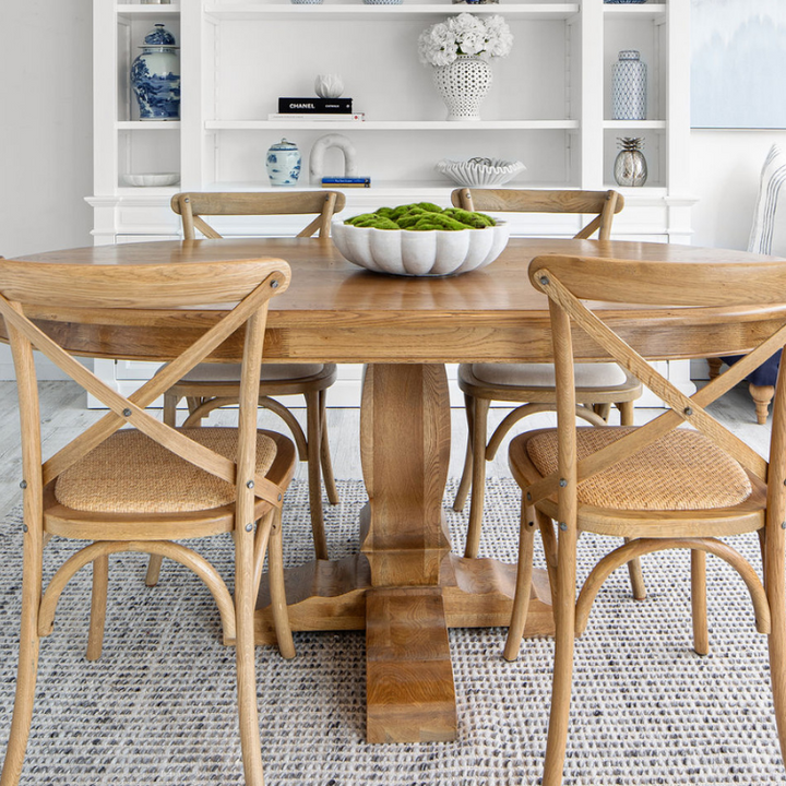 Carter Cross-back Dining Chair With Rattan Seat Natural Oak Rattan
