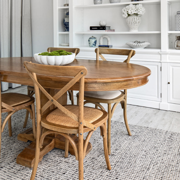 Carter Cross-back Dining Chair With Rattan Seat