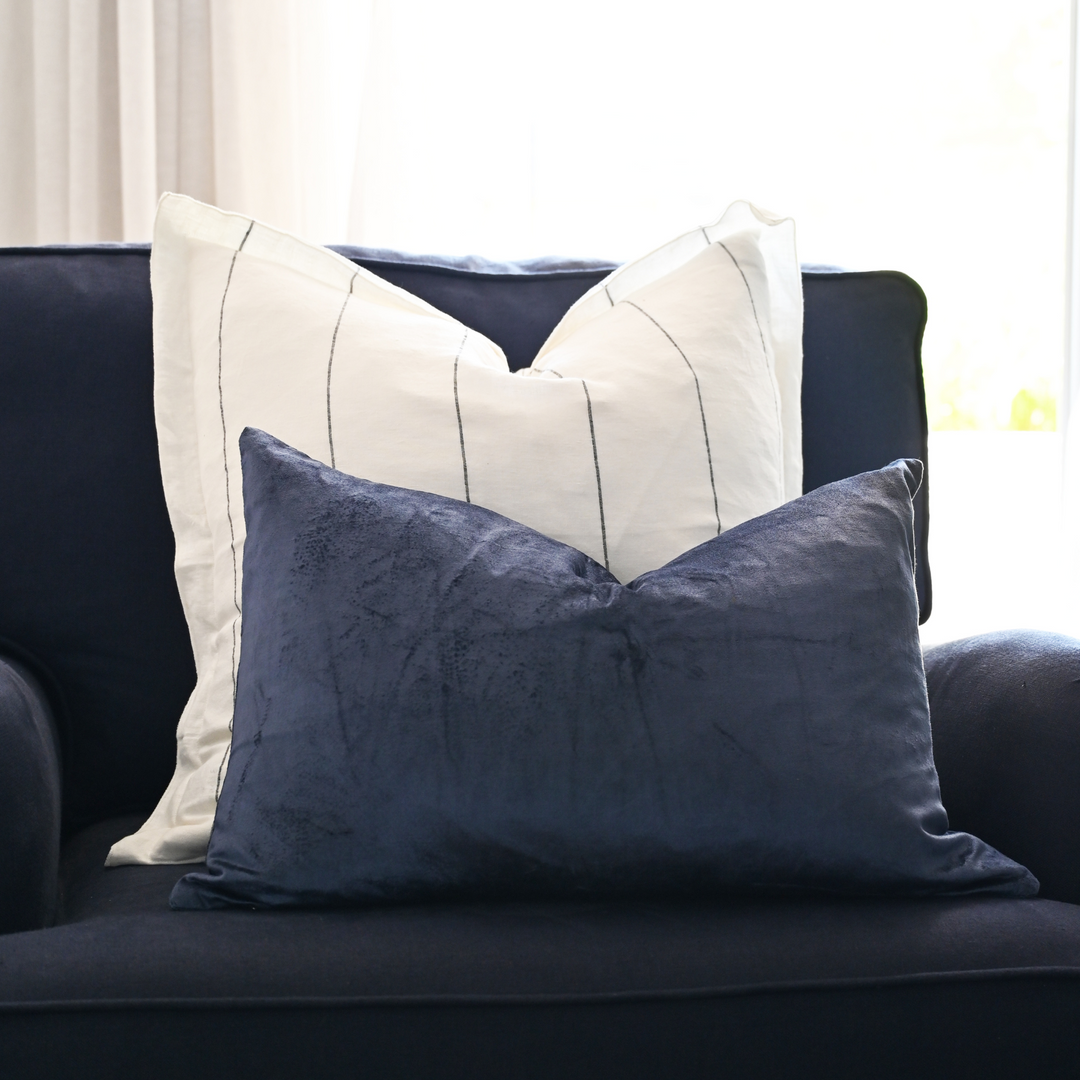 Sapphire Velvet Luxury Lumbar Cushion With Feather Insert
