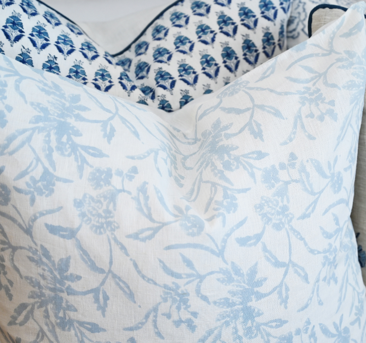 Boronia Block Print Linen Cushion