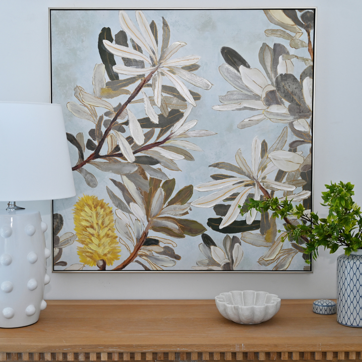 Wattle Canvas In Antique Silver Frame