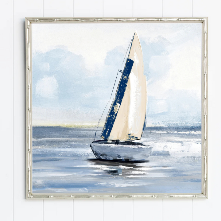 Sailing Day 1 Small Canvas in Bamboo Champagne Frame