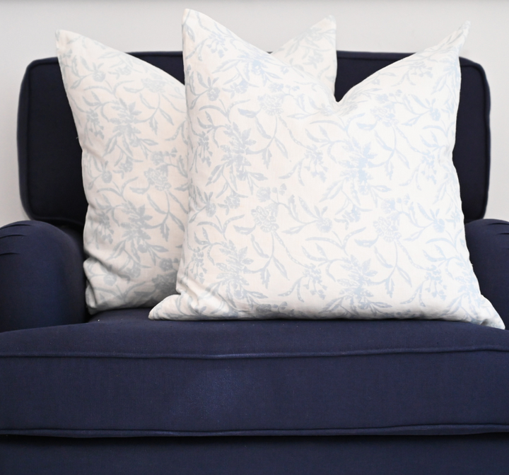 Boronia Block Print Linen Cushion