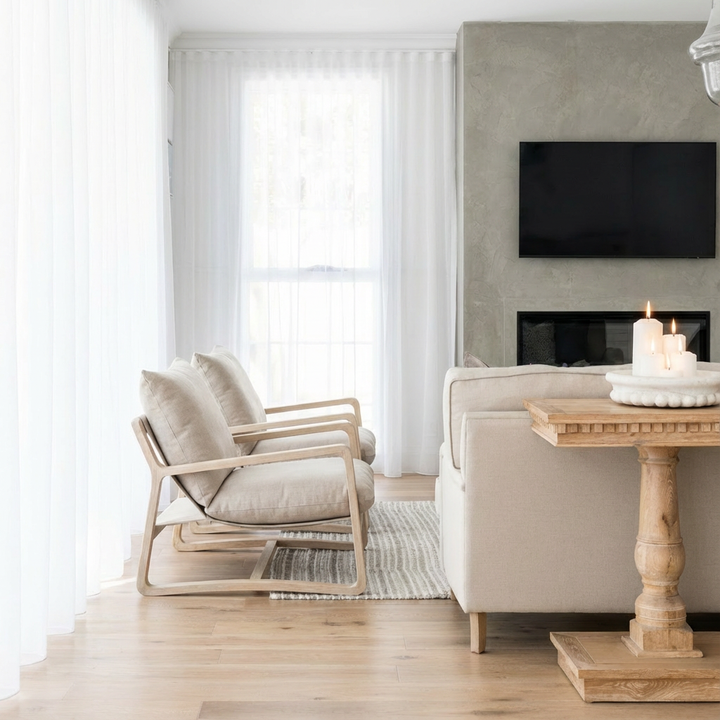 Drift Sling Linen & Oak Armchair