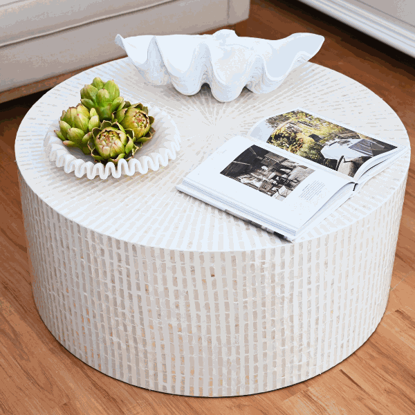 Mother Of Pearl Round Coffee Table