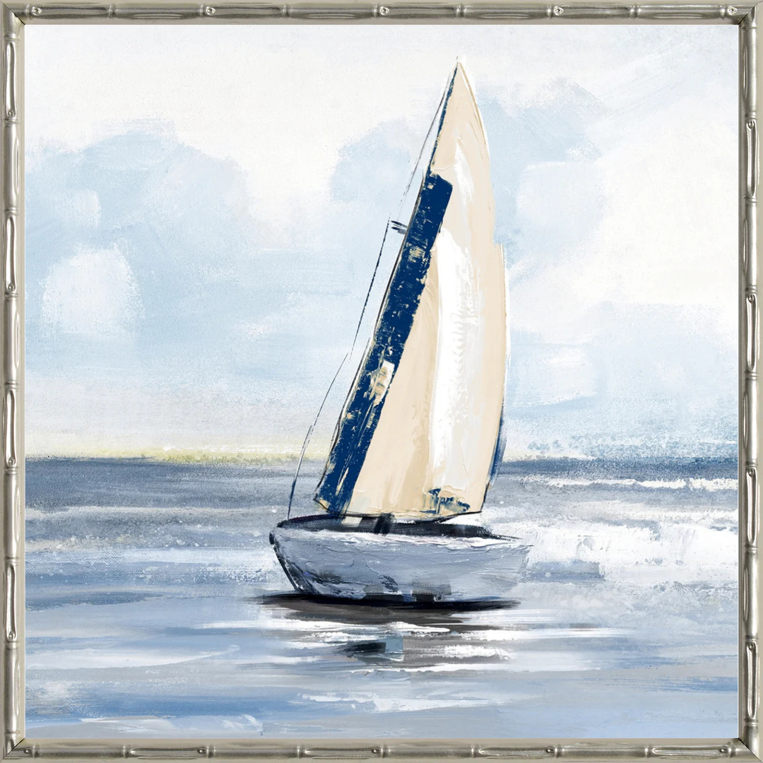 Sailing Day 1 Small Canvas in Bamboo Champagne Frame