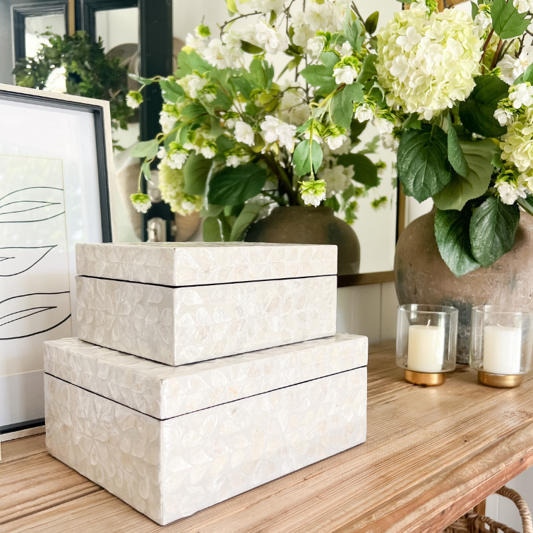 Vine Neutral Mother Of Pearl Trinket boxes