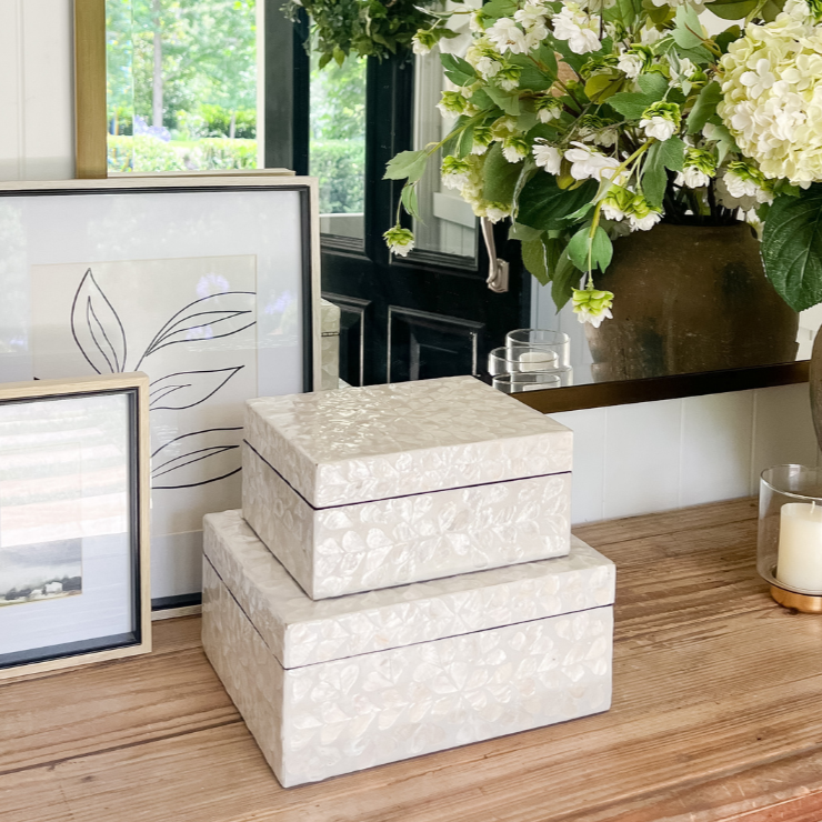 Vine Neutral Mother Of Pearl Trinket boxes