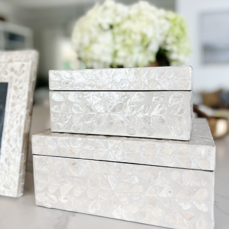 Vine Neutral Mother Of Pearl Trinket boxes