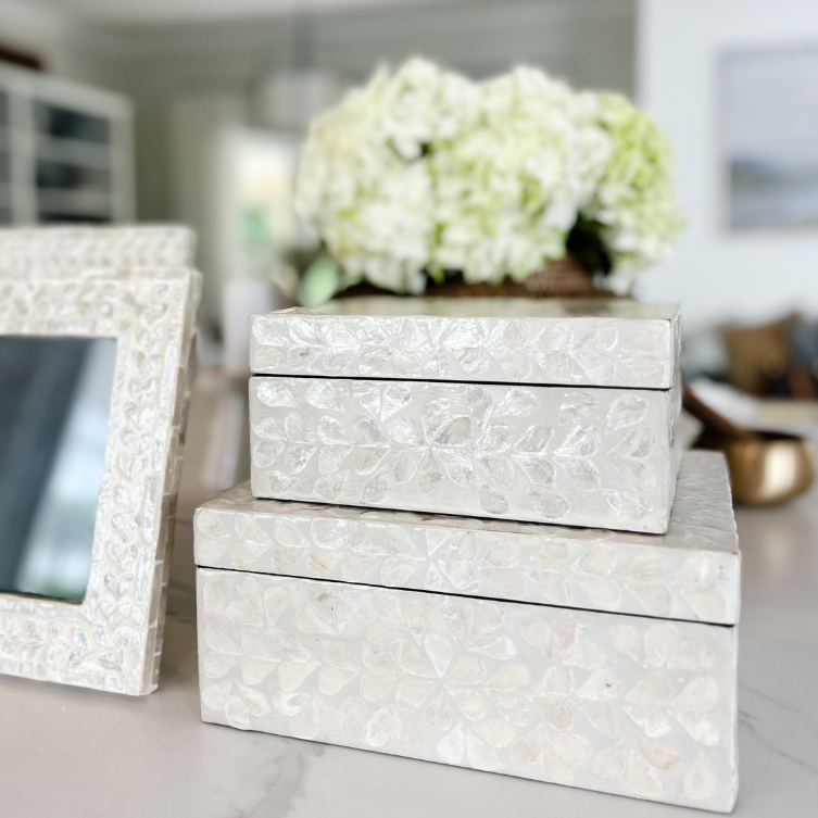 Vine Neutral Mother Of Pearl Trinket boxes
