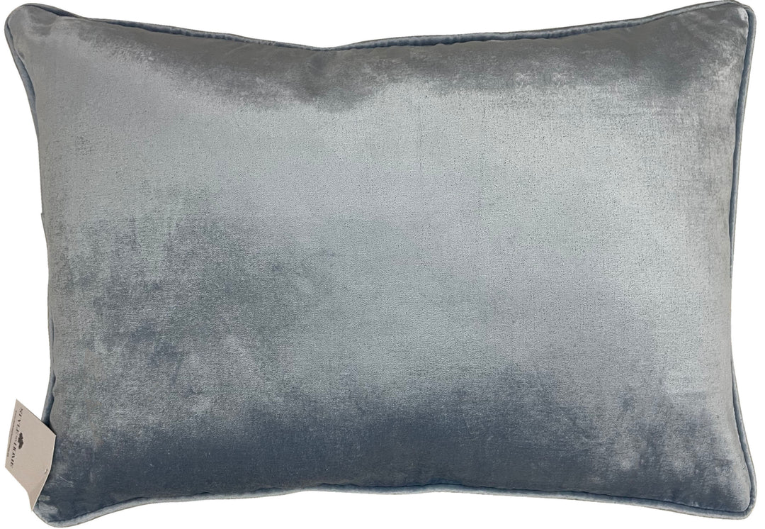 Sky Blue Velvet Luxury Lumbar Cushion With Feather Insert