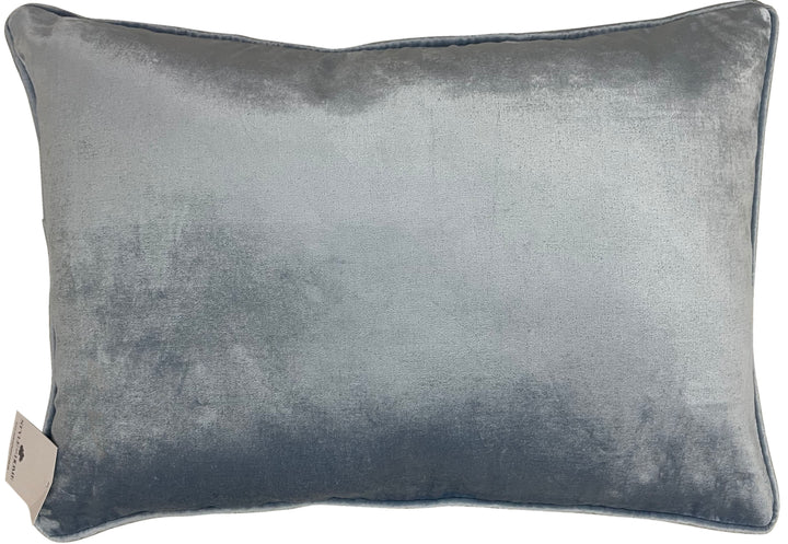 Sky Blue Velvet Luxury Lumbar Cushion With Feather Insert