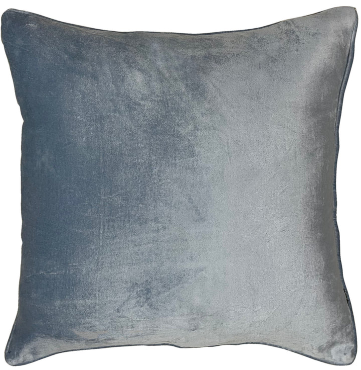 Sky Blue Velvet Luxury Square Cushion With Feather Insert