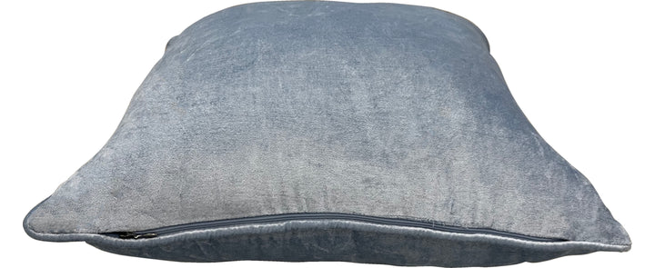 Sky Blue Velvet Luxury Square Cushion With Feather Insert