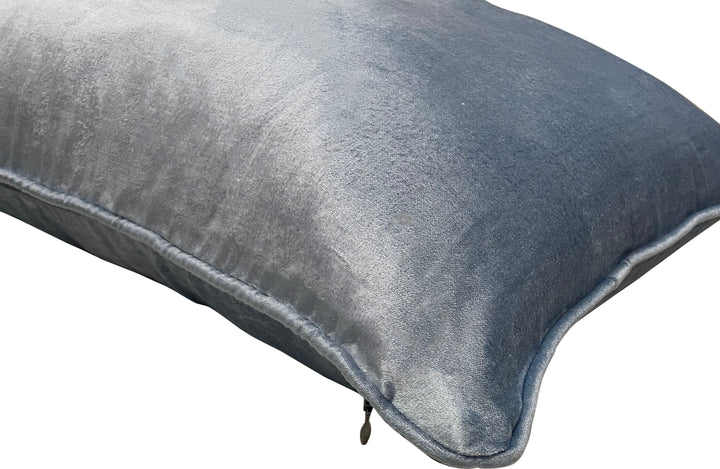 Sky Blue Velvet Luxury Lumbar Cushion With Feather Insert