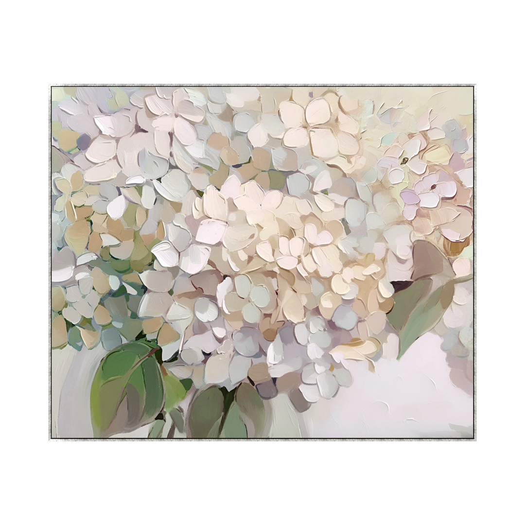 Blush Hydrangea Canvas In Antique Silver Frame