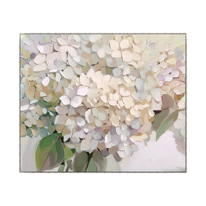 Blush Hydrangea Canvas In Antique Silver Frame