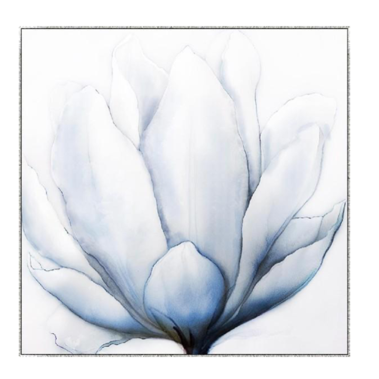 Azure Bloom Canvas in Antique Silver Frame