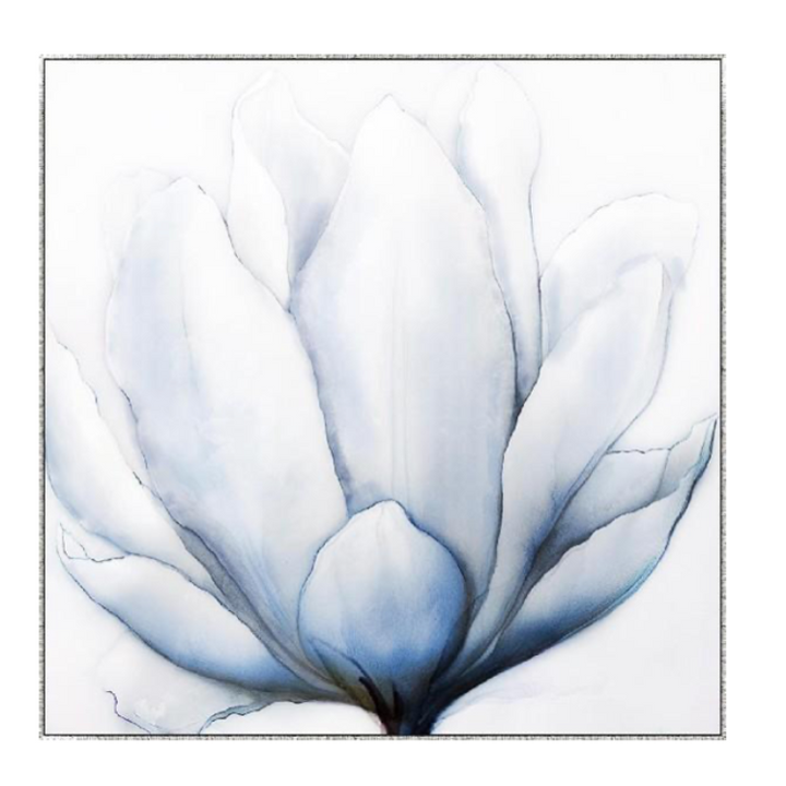 Azure Bloom Canvas in Antique Silver Frame
