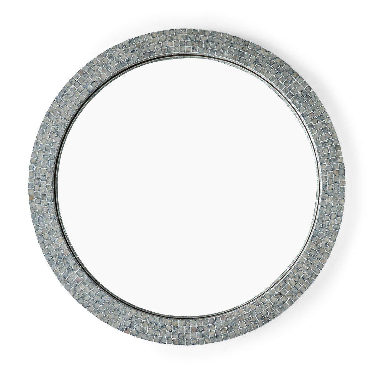Blue mother of pearl round mirror