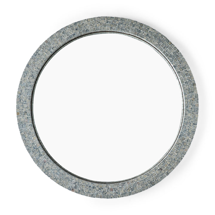 Blue mother of pearl round mirror