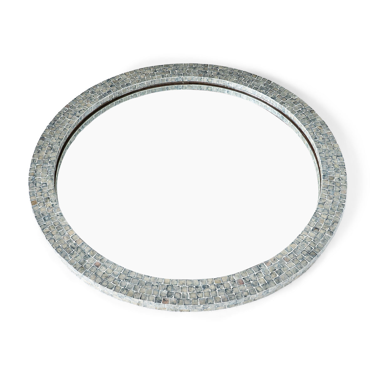 Blue mother of pearl round mirror