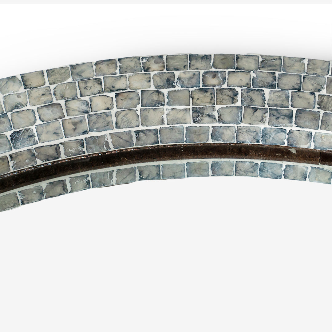 Blue mother of pearl round mirror