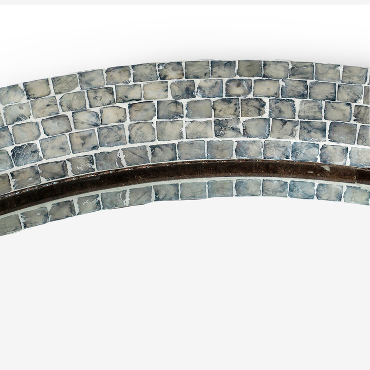 Blue mother of pearl round mirror