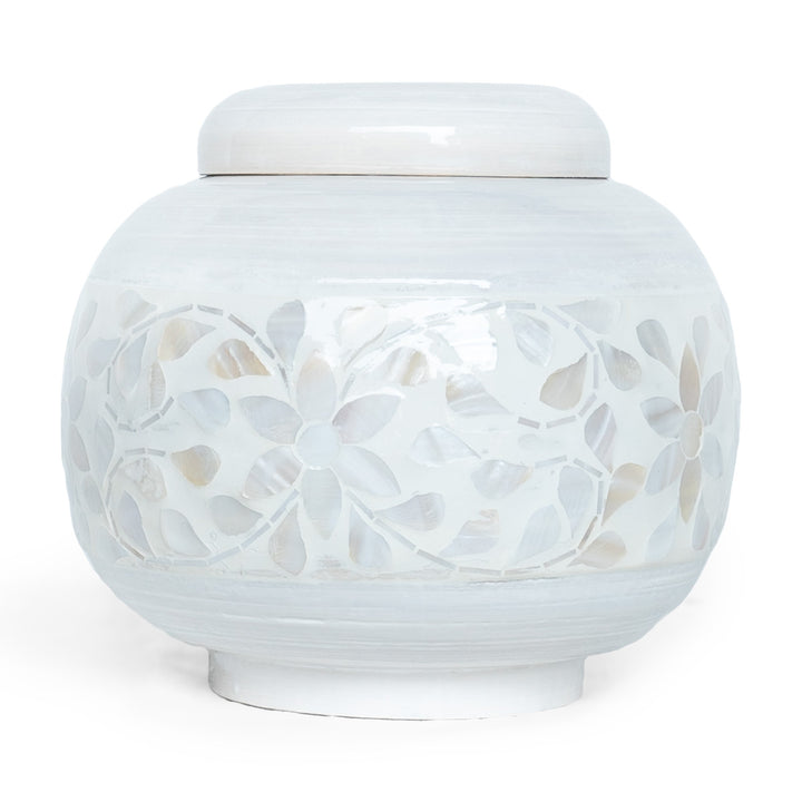 mother of pearl white ginger jar