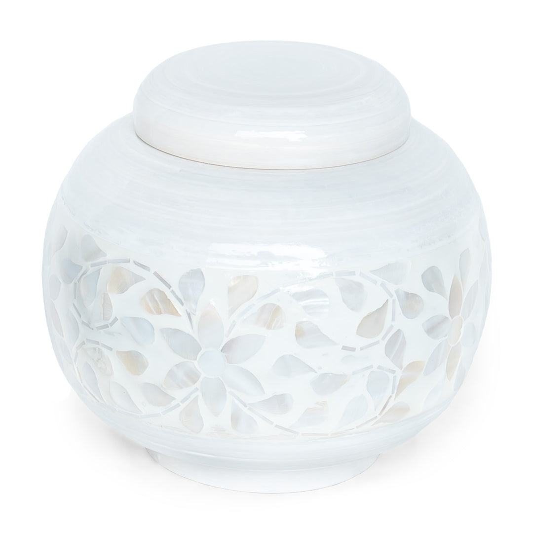 mother of pearl white ginger jar