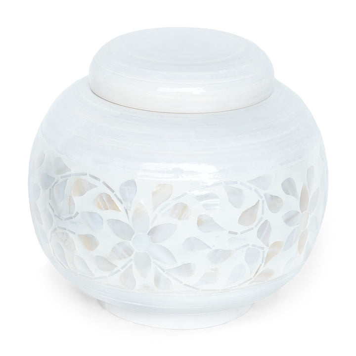 mother of pearl white ginger jar